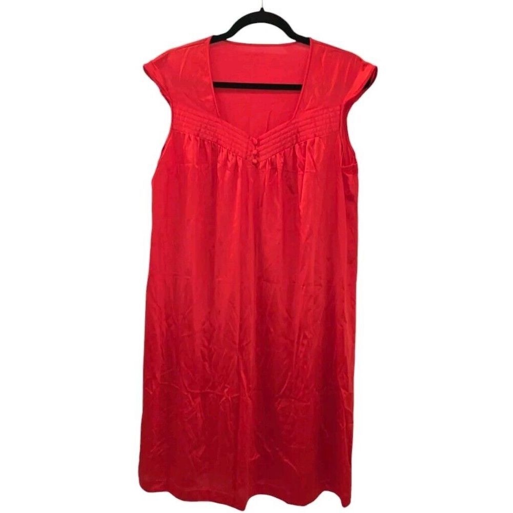 Vintage Nightgown Womens Medium‎ Red Cap Sleeve JC Penny